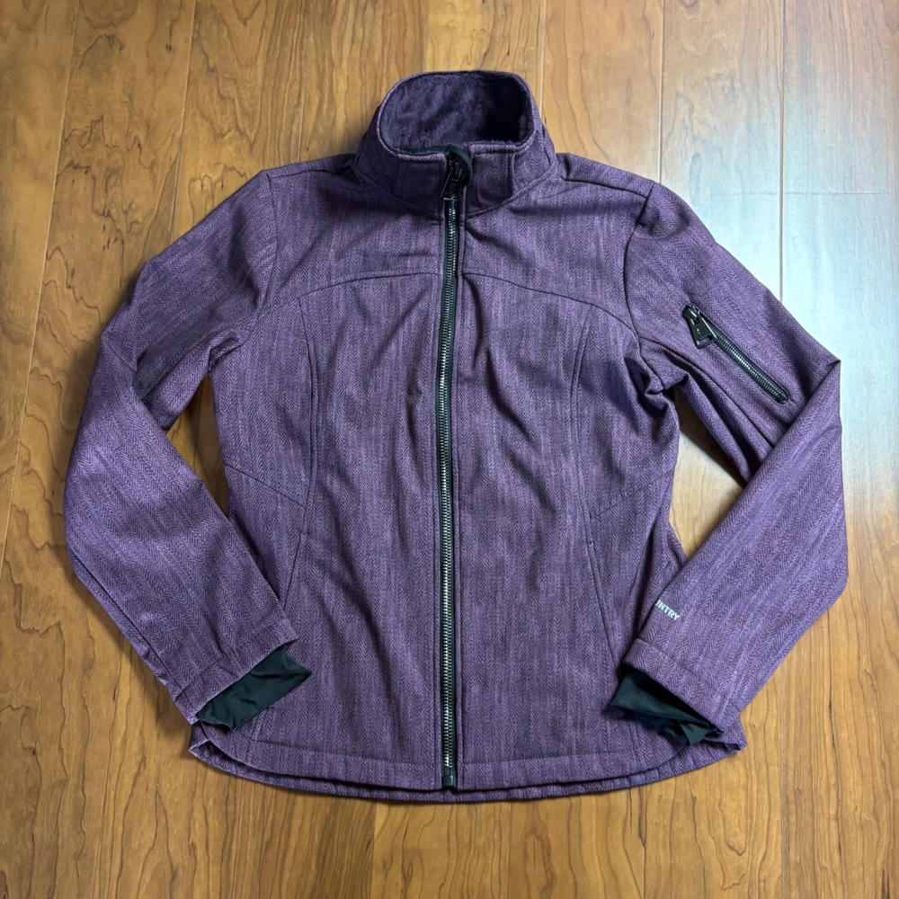 Free Country Purple Herringbone Softshell Jacket Faux Fur Lined Small 30-L115775